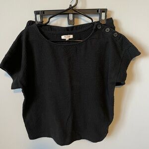 Madewell Black Boxy Short Sleeve Blouse + matching shorts